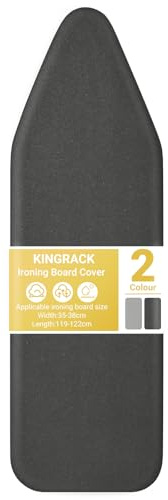 Ironing Board Cover with Extra Thick 7mm Padding, 100% Cotton Covers Easy-Fit for Protecting Ironing Board Size Up to 122 x 38cm - Black