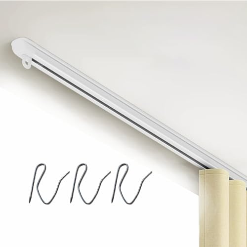 Genérico Riel de Cortina de Aluminio Barra Cortinas Extensible Silencioso y Liso Rieles para Cortinas de Techo o Pared 0.85-4.20m Palo Cortina con Gancho para Salón Dormitorio(1.6-3.0m Top Mount)