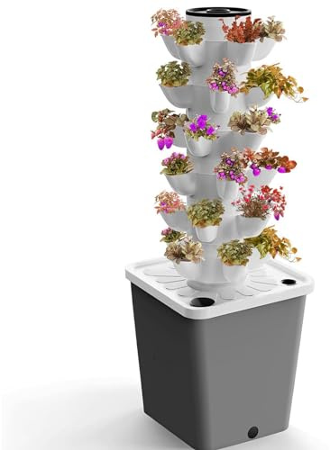 Torre idroponica, Sistema di Coltivazione idroponica, Torre idroponica da 30 Capsule, Kit per la Coltivazione Verticale di Erbe aromatiche da Interno con Pompa idratante, Adattatore, vasi a