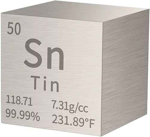 3,81 cm Element Würfel Metall Dichte Würfel Homostarry 99,95% Reinheit Lehrwerkzeug Geschenke für Studenten Lehrer Wissenschaft Chemie Liebhaber Material Hobby Sammlung DIY Laborexperimente (Zinn)