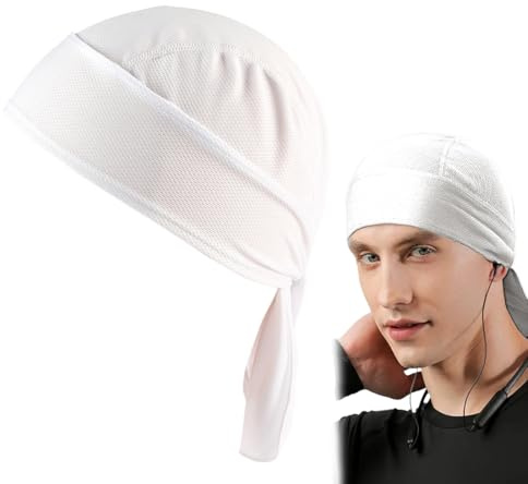 HABNI Durag, Gorro Bandana Para Bicicleta Transpirable Que Absorbe El Sudor, Talla Única Color Blanco, 1 Unidad