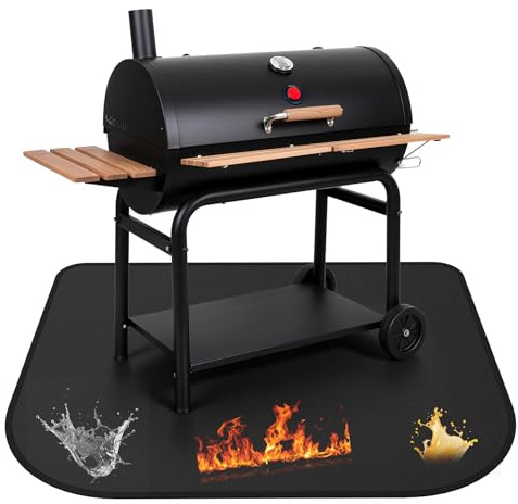 Ankway Tapis Barbecue Sol Exterieur 100 * 80cm, Réutilisable Facile à Nettoyer Étanche Tapis Ignifuge pour Les terrasses Les Patios Cheminées