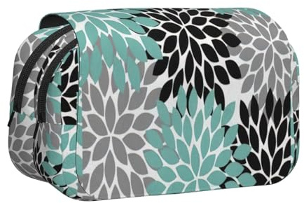 UVBDF Dahlia Trousse à crayons double couche Motif floral, Noir , Taille unique, Organiseur de sac