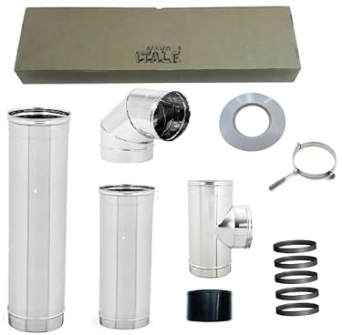 kit INOX tubi canna fumaria stufa pellet D 80 tubo acciaio INOX 304