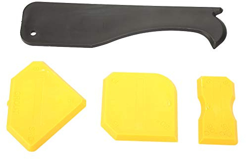 KIT d'outils de calfeutrage, dissolvant de mastic en SILICONE, pelle, grattoir de calfeutrage de ciment de verre, conception pratique professionnelle (Jaune)