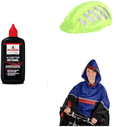 FISCHER Bundle Regen - Allwetter Kettenöl, Regenschutz für Fahrrad-Helme und Regenponcho