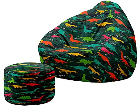 Treer 3D Coprisedia per Poltrona Sacco Adulto Senza Imbottitura con Copertura per Poggiapiedi, Sedia per Divano Pigro Fodera per Poltrona a Sacco con Maniglia (modello B-3,80x90+20x30cm)