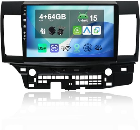 [4+64G] 10.1 bilradio för Mitsubishi Lancer 2008-2016 Android 15 med Wireless Carplay Android Auto DSP Wifi GPS Navi Bluetooth 5.0 FM MirrorLink 360 Kamera-Ingår Backkamera+MIC