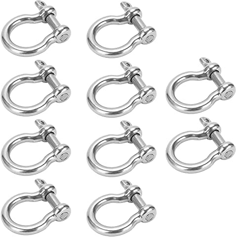 Dioche M5 Stainless Shackle Sturdy Bow Shackle D Anchor Load - 304 Stainless Steel M5, 100kg/220.5lb Load Capacity, Multi-purpose for Camping, Rock Climbing, and Industrial applications.