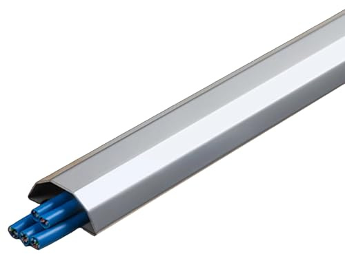 100 cm Passacavi Pavimento, Canalina Passacavi Calpestabile Autoadesivo, Passacavo a Pavimento in Acciaio Inossidabile 201, Gestione Dei Cavi per Casa/Ufficio(Silver)