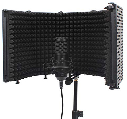 Isolamento microfono, protezione antivento a 5 pannelli per studio, pieghevole, spugna assorbente ad alta densità