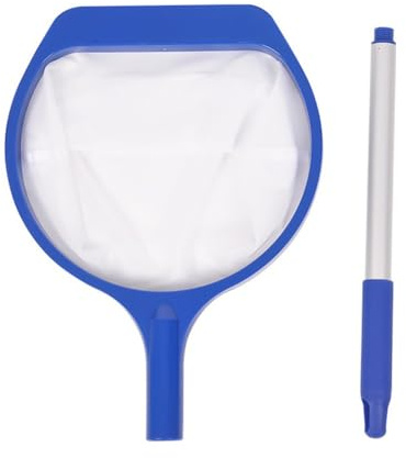 Retino per piscina a maglia fine con asta telescopica in alluminio staccabile, con bordi a pala per rimuovere facilmente i detriti, telaio in plastica arrotondato sicuro per piscine in vinile e