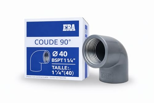 FLUXI-TECH Coude 90° PVC pression PN16 Fileté BSPT Femelle 40 mm - 1 côté fileté + 1 à coller - Lot de 4