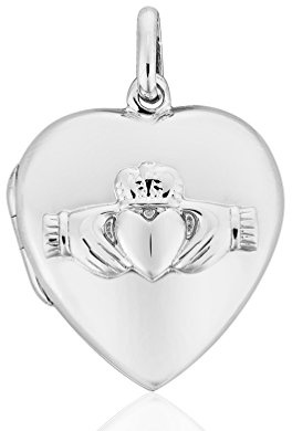 DTPsilver - Anhänger/Medaillon 925 Sterling Silber Rhodium Claddagh