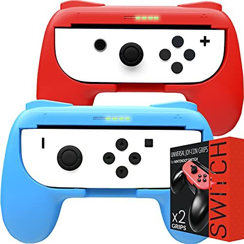 Orzly Grips (Poignées) Compatible Avec Nintendo Switch Joy-Cons Pour Plus De Confort - TWIN PACK (1x ROUGE - 1x BLEU) Compatible Avec Joy-Con Droite ou Gauche Pour Nintendo Switch.