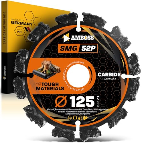 Amboss disque a tronconner Ø 125 mm x 22,2 mm SMG 52P Premium - Pour racines, troncs, bois avec résidus, chemins de toit, asphalte - Liaisons de segments galvanisées