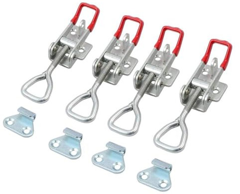 Kniehebelspanner, Tanice 4 Stück Edelstahl Spannverschluss 180 kg 400 lbs Haltekapazität Schnellspanner Metall für Werkzeugkästen Kofferraum Koffer