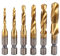 Akozon 6er-Set Titanbeschichteter Metrischer Gewindebohrer M3-M10, 1/4 Sechskantschaft, HSS Bohr- und Gewindebohrer, Blindgewindebohrer, Bohrer-Set
