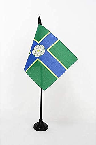 AZ FLAG - North Riding of Yorkshire county Table Flag 4'' x 6'' - North Riding of Yorkshire county Office Mini Banner 100% Polyester 15 x 10 cm - Mini Desk Flag with 10'' Pole and Black Plastic Base