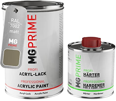 MG PRIME RAL 7002 Olivgrau/Olive grey matt Acryl-Lack 1,5 Liter / 1500 ml Dose inkl. Härter