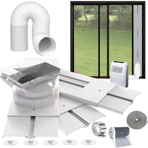 gulrear Sliding Door Air Conditioner Kit,Max Adjustable Length 228cm/90Inch, Sliding Door AC Vent Kit, Suit for 13cm/5.1Inch Exhaust Hose…