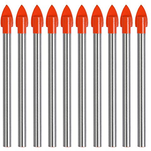 10-Piece Drill Bit Set - 6mm Tungsten Carbide for Ceramic, Mirror, Porcelain, Marble & Glass