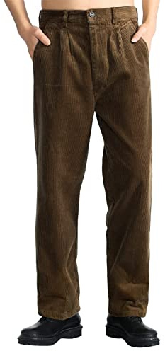 IDEALSANXUN Pantalon en Velours côtelé plissé Jambe Droite épais pour Homme - - 54