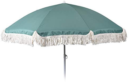 Meinposten Sonnenschirm UV-Schutz 30+ Strandschirm mit Fransen Balkonschirm Schirm Ø 155 cm GRÜN
