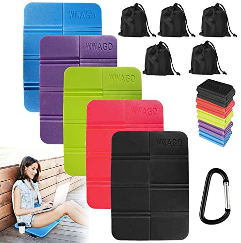 WZYTEU 5 Stück Sitzunterlage Outdoor, XPE Sitzkissen Faltbar Wasserdicht, Sitzmatte Outdoor für Garten Camping Picknick Wander Stadion (5 Farben)