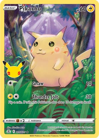 Pokémon Celebrations Pikachu, 25° Anniversario Full Art Rare Holo + Surprise Card!