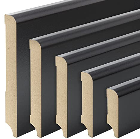 Sockelleiste München MDF SCHWARZ Folie Oberkante Abgerundet 150mm