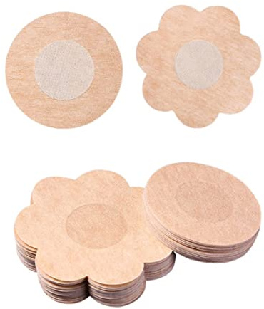 Clyhon Cache Tétons Nipple Cover Cache-tétons Couvre-Seins de Mamelon Couvercles de Seins Jetables Couvertures de Mamelon Adhésives beige - lot de 40 Ronde & Prune