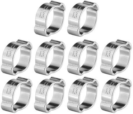 Abrazadera de accionamiento de manguera de dos orejas, 10 PCS Abrazaderas de manguera de acero inoxidable chapadas en zinc Abrazaderas de oreja Abrazadera de manguera Clip para fijación(13-15Mm)