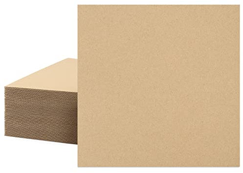 Mat Board Center, 50-Pack Corrugated Cardboard Sheets 10x10 Inches Flat Card Board Inserts for Packing, Shipping, Mailing, Diy Crafts