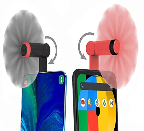 Aoiutrn Lot de 2 mini ventilateurs portables USB-C pour téléphone portable [rotation à 180°] - Format de poche - Refroidisseur de type C - Petit ventilateur compatible avec Google/Motorol/LG/HTC