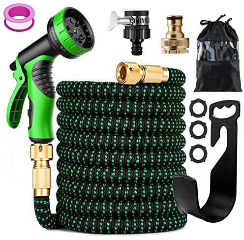 75FT Garden Hose Pipes with 10 Modes Water Spray Gun Flexible Expandable Hose Pipe Expanding Anti-Leakage Hose Pipes with Connector/Spray Gun/Hose Set Water Pipes for Garden Car Pet Cleaning(75ft)