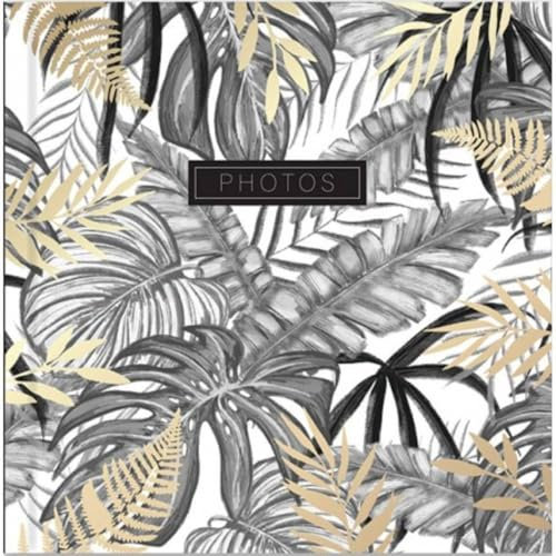 Picture This Black & Gold Tropical Palm Leaf Design Photo Album Holds 200 Slip In 6'' x 4'' Photographs, Multi (7592)