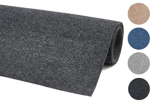 andiamo Teppichboden Milo, Nadelfilz Auslegware, 200 x 100 cm, Anthrazit | Meterware zum Zuschneiden, 2,5 mm Höhe, 75% Polyester und 25% Polypropylen, für Hobbyraum, Wohnwagen