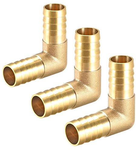 TOP-VIGOR 3Pcs 16mm Barb Brass 90 Degree Elbow Pipe Connector Coupler Tubing Hose Fitting for Air Water Oil