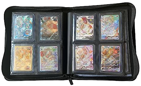 Platin Benters Protection Toploader Sammelalbum 4-Pocket Zippered Binder kompatibel für Pokemon Yugioh Magic the Gathering Karten