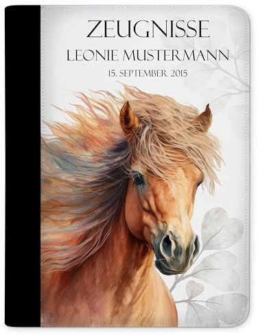 CreaDesign Customize A4 Zeugnismappe für Kinder - 26.7 x 32.7 x 1 cm, erweiterbar auf bis zu 20 Fächer, Sichtbuch ohne Klarsichthüllen, Pony Watercolor Design, Dokumentenmappe für Schüler