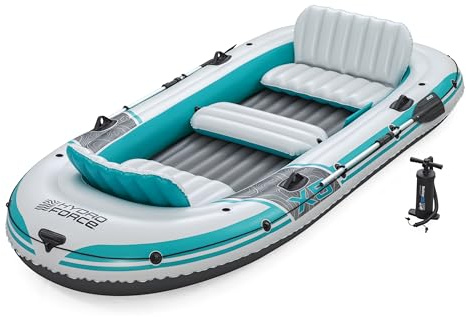 Bestway | Hydro-Force Adventure Elite X5 Inflatable Raft Set| Inflatable Boat with Hand Pump, Oars, Seats, Gear Pouch, Carry Bag | Five-Seater