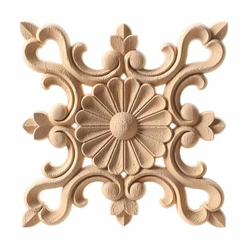 Schnitzerei Onlay Retro Möbel Holzschnitzerei Dekorative Unbemalte Holzfiguren Kunsthandwerk Applikation Aufkleber Florales Holz Geschnitztes Zuhause 20 X 20 Cm