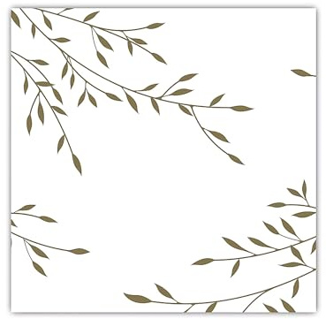 Servietten stoffähnlich 40x40cm 25 Stück mit Zweigen Motiv - Airlaid extrem saugstark - Einweg Tischservietten zum Falten - Papierservietten für Hochzeit Geburtstag Gastronomie - Weiß Gold