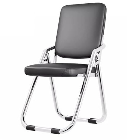 YCKEGEW Home Office Stuhl Klappbare Bürostühle Für Erwachsene,Bequemer Schreibtischstuhl Mit Gepolstertem Kissen Und Rücken, Stapelbarer Wohnheim-Computerstuhl Für Kleine Räume (Color : Black)