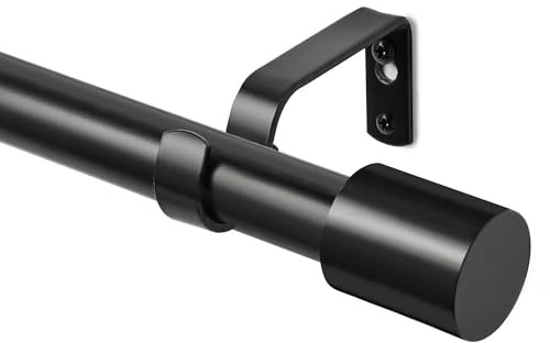 Deconovo Sturdy Metal Curtain Poles for Eyelet Curtains, 25mm Extendable Curtain Poles 122-213cm with Brackets Fittings Set, Heavy Duty Curtain Pole Adjustable, Black