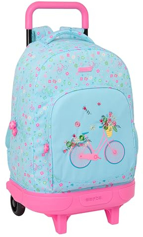SAFTA - Mochila Grande con Ruedas, Compacta, Extraíble, Ideal para Niños de Diferentes Edades, Cómoda y Versátil, Calidad y Resistencia, 33x22x45 cm, Color Azul