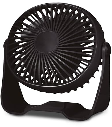 TIENDA EURASIA - Ventilador USB Sobremesa | Portatil y Silencioso | Inclinación Regulable | 2 Velocidades | 3W | 4 Aspas de Plástico | Medidas 16,5 x 21 cm (Negro)