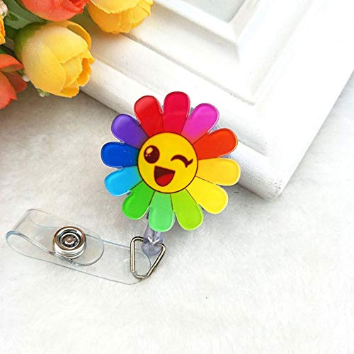 Confezione da 2 porta badge retrattili con clip per cintura, portachiavi retrattile, per ragazze, infermiere, insegnanti, studenti, stile F