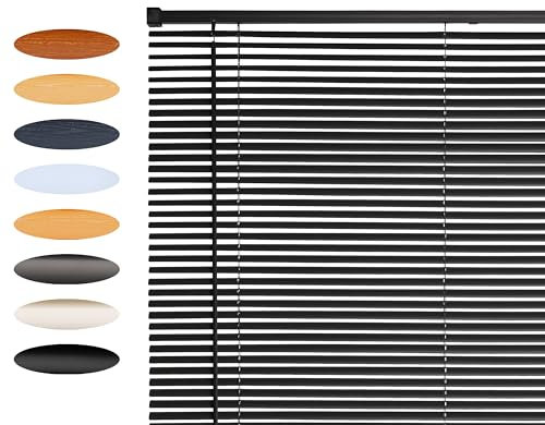 Lister Cartwright 25mm PVC Venetian Blinds Windows Blind Easy Fit Child Safety Included (Dark Grey, 115 cm Width x 160 cm Drop)